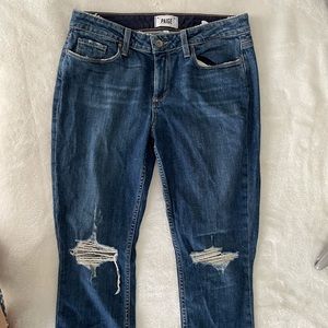 Paige Busted Knee Jeans Anabelle Slim Boyfriend
